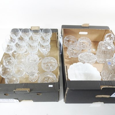 Lot 338 - A set of twelve cut crystal hock glasses, 16cm...