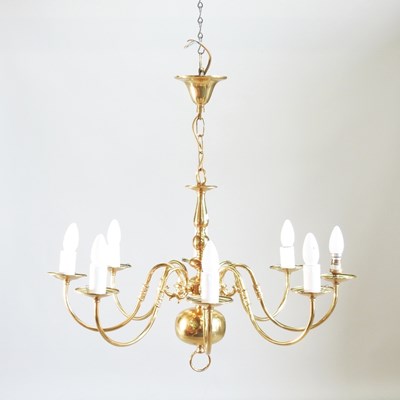 Lot 561 - A modern brass Dutch style chandelier, 75cm...