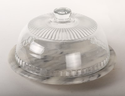 Lot 470 - A marble and glass revolving cake dome