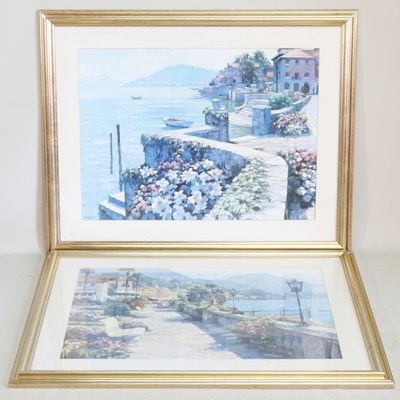 Lot 503 - A pair of large framed prints of Mediterranean...