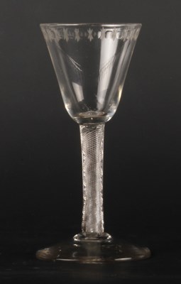 Lot 180 - A wine glass, circa 1750, the round funnel...
