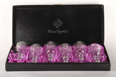 Lot 142 - A set of six Edinburgh Crystal wine glasses,...