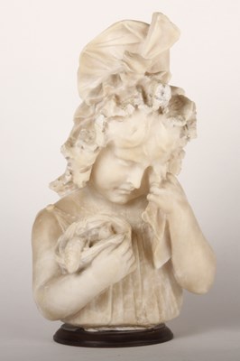 Lot 215 - A 19th century carved alabaster head and...