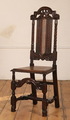 Lot 514 - A Carolean style carved oak dining chair, 19th...