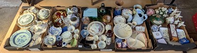 Lot 584 - Five boxes of mixed ceramics, including an...