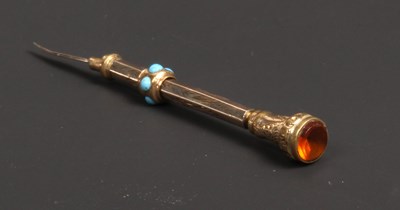 Lot 112 - A Victorian 9ct yellow gold and turquoise set...