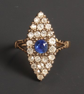 Lot 114 - A 9 carat yellow gold sapphire and diamond...