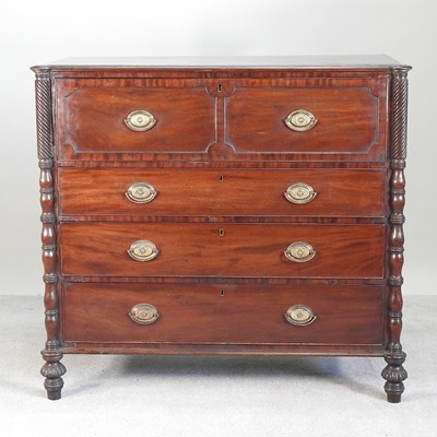 Lot 214 - A late Regency mahogany secretaire chest,...