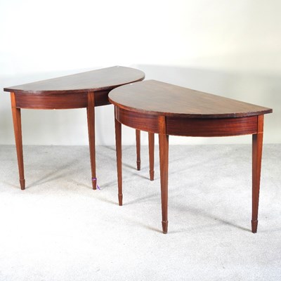 Lot 97 - A pair of George III mahogany D shaped side...