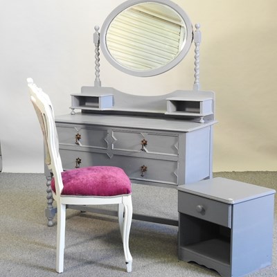Lot 392 - A grey painted dressing table