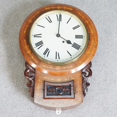Lot 246 - A 19th century walnut and inlaid cased drop...