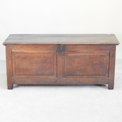 Lot 279 - An 18th century oak sword chest or coffer,...