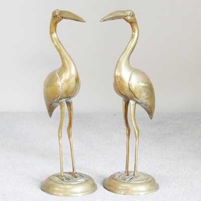 Lot 205 - A pair of brass models of birds, 56cm