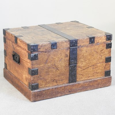 Lot 93 - A 19th century light oak and metal bound...