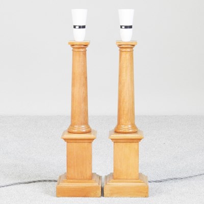 Lot 51 - A pair of column table lamps, in the style of...