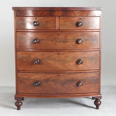 Lot 193 - A Victorian mahogany bow front chest, on...