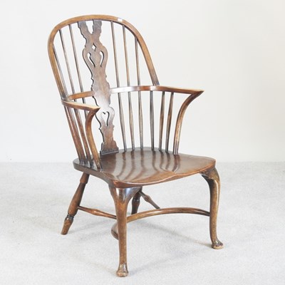 Lot 74 - An early to mid 20th century windsor armchair,...