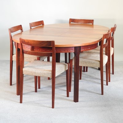 Lot 170 - A set of six 1970s Swedish teak dining chairs,...