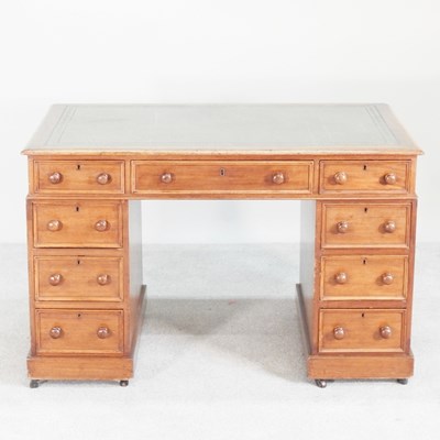 Lot 220 - A Victorian mahogany pedestal desk, with an...