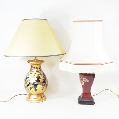 Lot 440 - An oriental style table lamp and shade,...