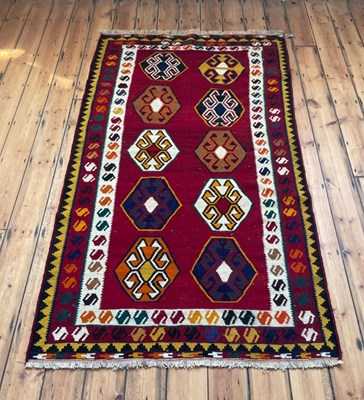Lot 755 - A Persian qashgai kilim rug, 250 x 140cm