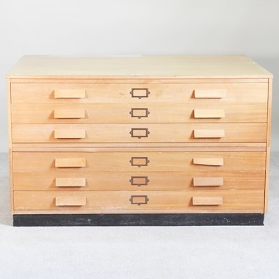 Lot 71 - A mid 20th century plan chest, in two parts,...