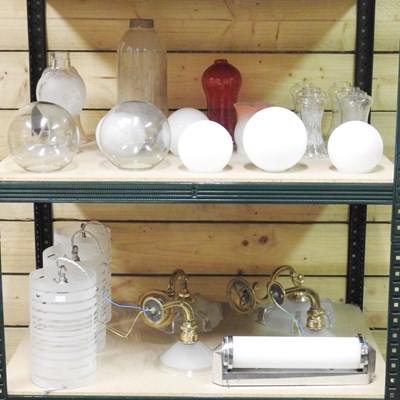 Lot 397 - A collection of glass lights and shades