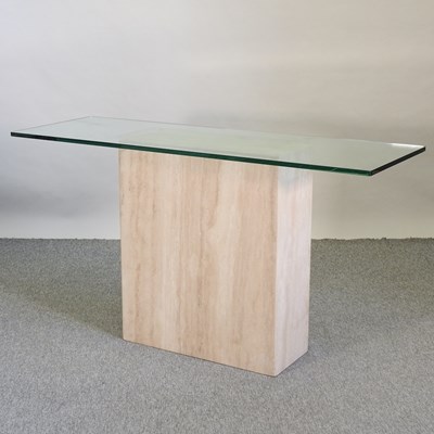 Lot 723 - A modern travertine glass top occasional table