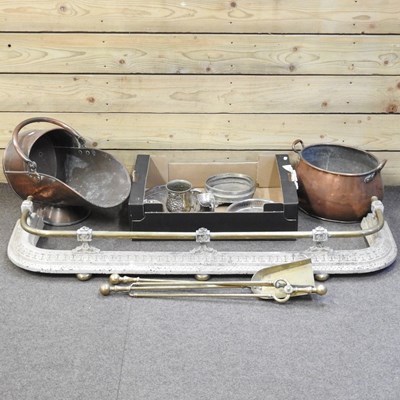 Lot 385 - A brass fender, together with a collection of...
