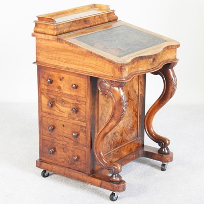 Lot 157 - A Victorian burr walnut davenport, with a...
