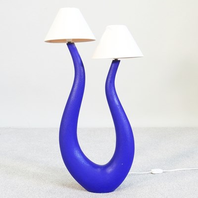 Lot 364 - A lyre table lamp, by Philippe Cuny, 74cm high