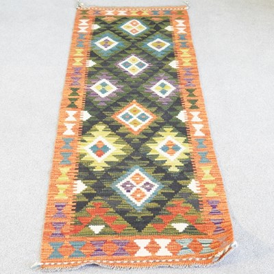 Lot 259 - A kilim runner, with hooked diamonds, 200 x 63cm