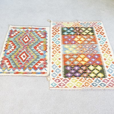Lot 445 - A kilim rug, 124 x 80cm, together with another...