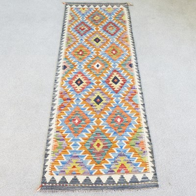 Lot 256 - A kilim runner, with all over diamonds, 200 x...