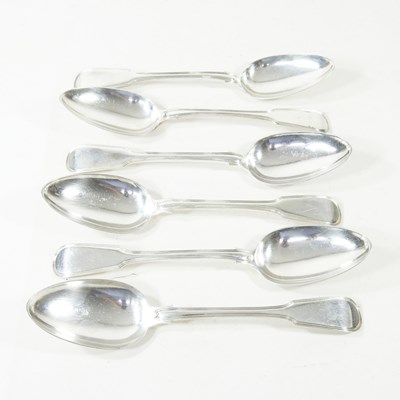 Lot 78 - A set of six George III silver fiddle and...