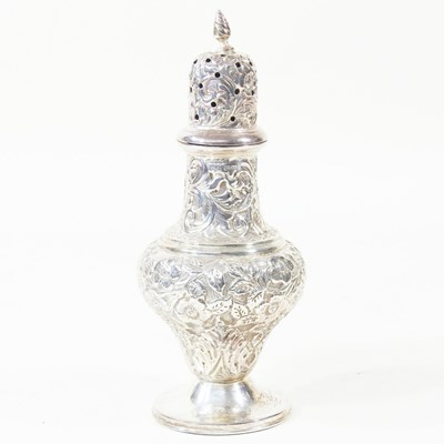 Lot 47 - An Edwardian silver sugar caster, of baluster...