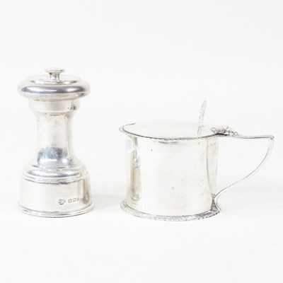 Lot 75 - An Edwardian silver mustard, with a blue glass...