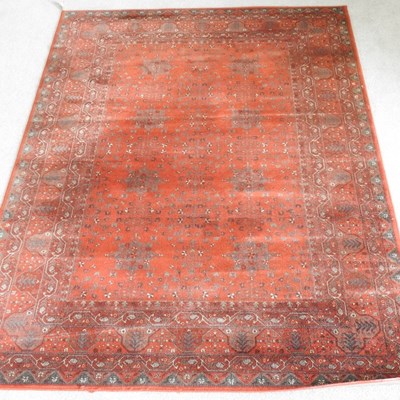 Lot 204 - A Turkish rug, with two rows of medallions, on...