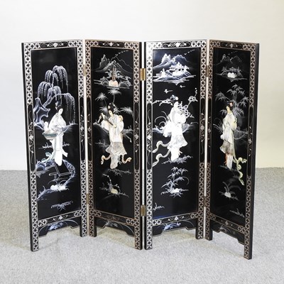 Lot 599 - A Japanese four-fold dressing screen