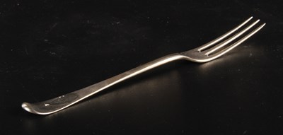Lot 342 - A George II silver three-pronged fork, circa...