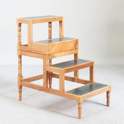 Lot 189 - A set of reproduction yew wood folding library...
