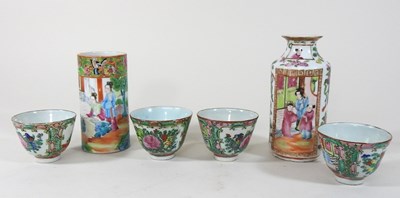 Lot 113 - A collection of Chinese Canton porcelain, together with a soapstone carving