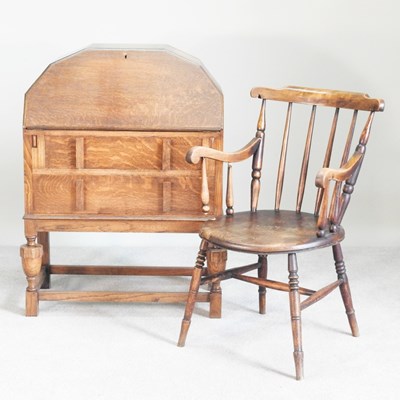 Lot 554 - A 1930s oak bureau, together with an early...