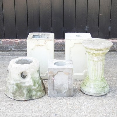 Lot 346 - A pair of cast stone garden pedestals,...