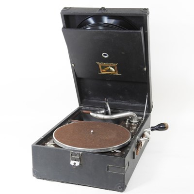 Lot 475 - An early 20th century HMV wind up gramophone,...