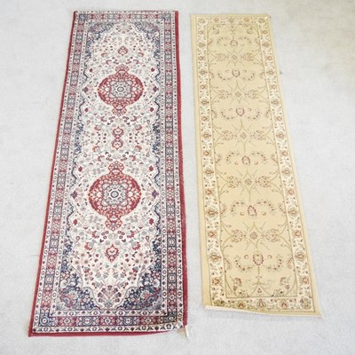 Lot 299 - A modern woollen runner, with two medallions,...