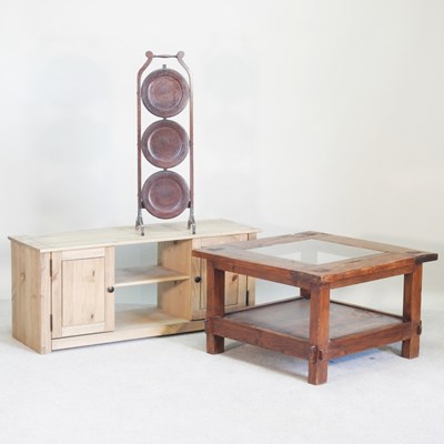 Lot 334 - A hardwood coffee table, 80cm wide, together...