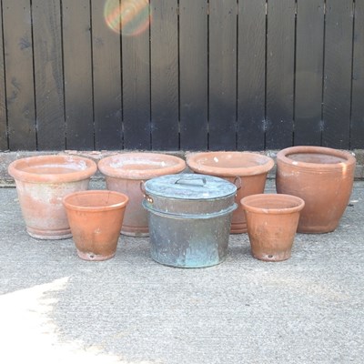 Lot 114 - A terracotta pot, together with five others...