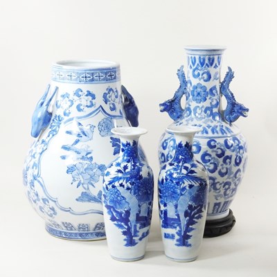 Lot 84 - A pair of Chinese blue and white porcelain...