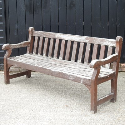 Lot 2 - A large teak slatted garden bench